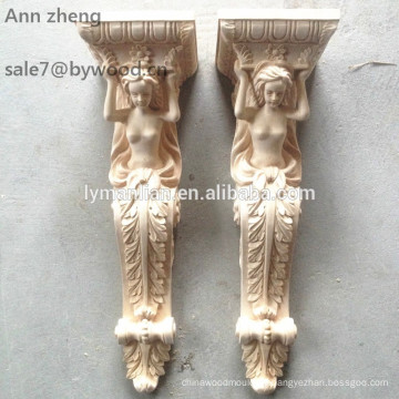 furniture parts wood capitals animal wood corbel woman carved wood corbels sexy girl corbel